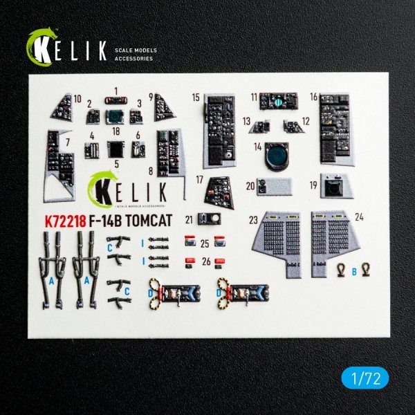 Kelik K72218 F-14B Tomcat - interior 3D decals for HobbyBoss kit (1/72)