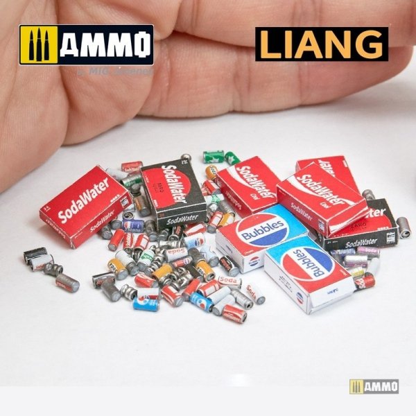 Liang 0412 3D-Print Model Soda Cans + Cardboard Boxes 2000s-2020s 1/35