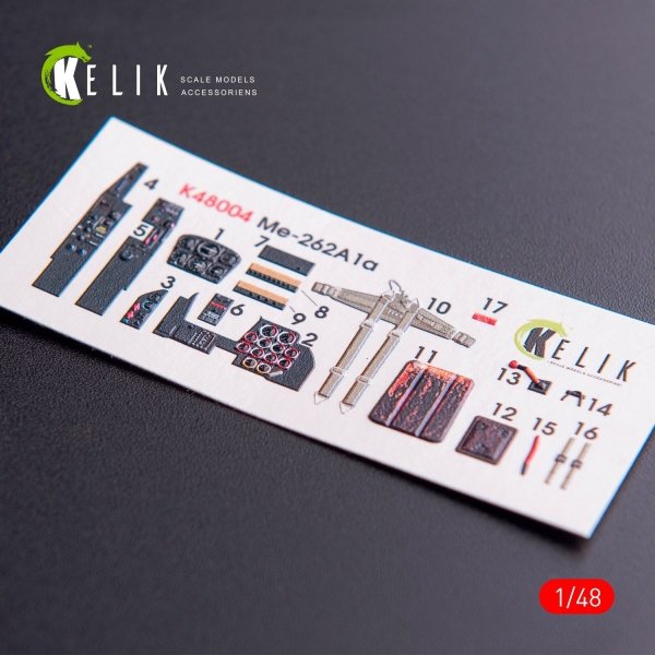KELIK K48004 ME-262A1 INTERIOR 3D DECALS FOR TAMIYA KIT 1/48