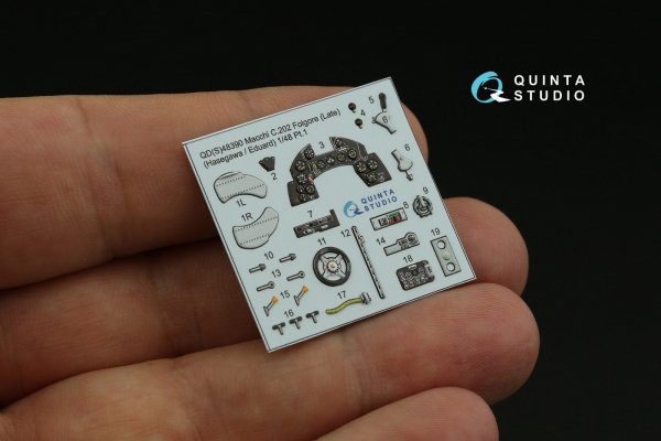 Quinta Studio QDS-48390 Macchi C.202 Folgore Late 3D-Printed &amp; coloured Interior on decal paper (Hasegawa/Eduard) (Small version) 1/48