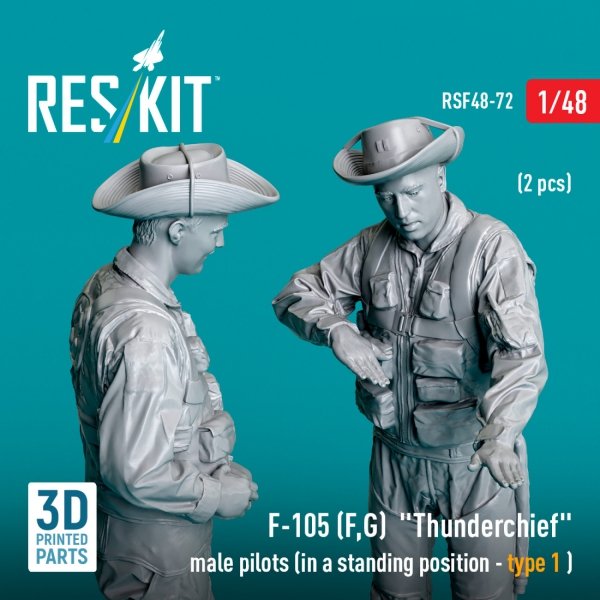 RESKIT RSF48-0072 F-105 (F, G) &quot;Thunderchief&quot; male pilots (in a standing position - type 1) (2 pcs) (3D Printed) 1/48