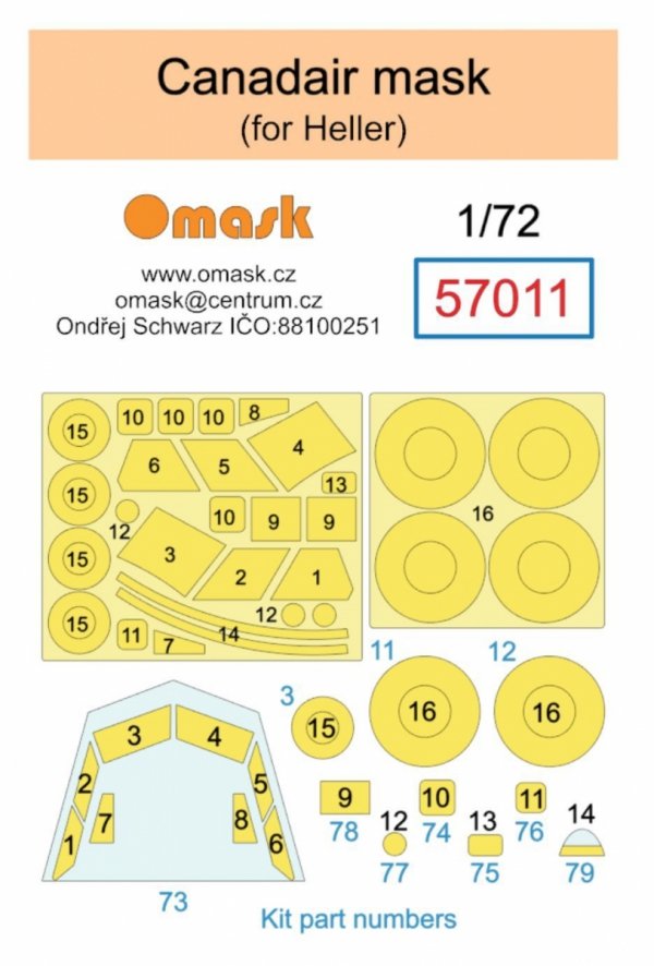 Omask 57011 CANADAIR mask (for Heller) 1/72