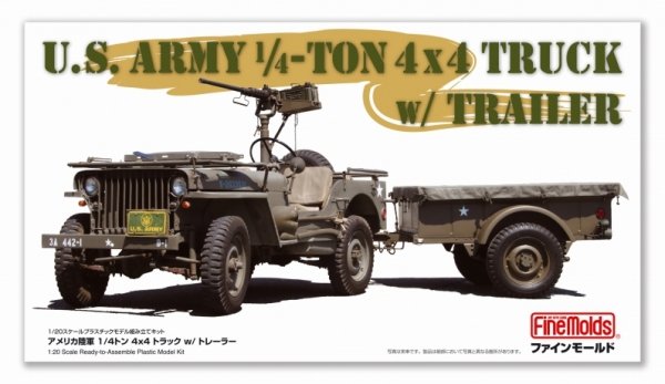 Fine Molds 82002 U.S. Army 1/4-ton 4x4 Truck w/ Trailer 1/20