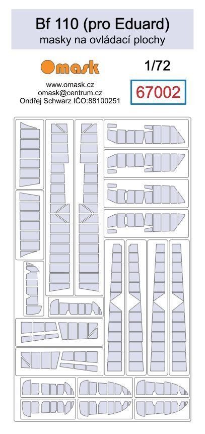 Omask 67002 Bf 110 masks for control surfaces (for Eduard) 1/72