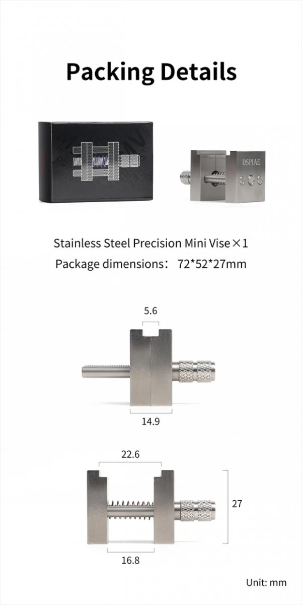 DSPIAE AT-MV Stainless Steel Precision Mini Vise / Imadło