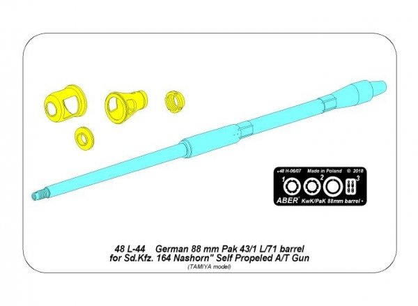 Aber 48L-44 German 88mm Pak 43/1 L/71 barrel for Sd.Kfz.164 &quot;Nashorn&quot; / Lufa Pak 43/1 L/71 88mm do Sd.Kfz.164 &quot;Nashorn&quot; 1/48