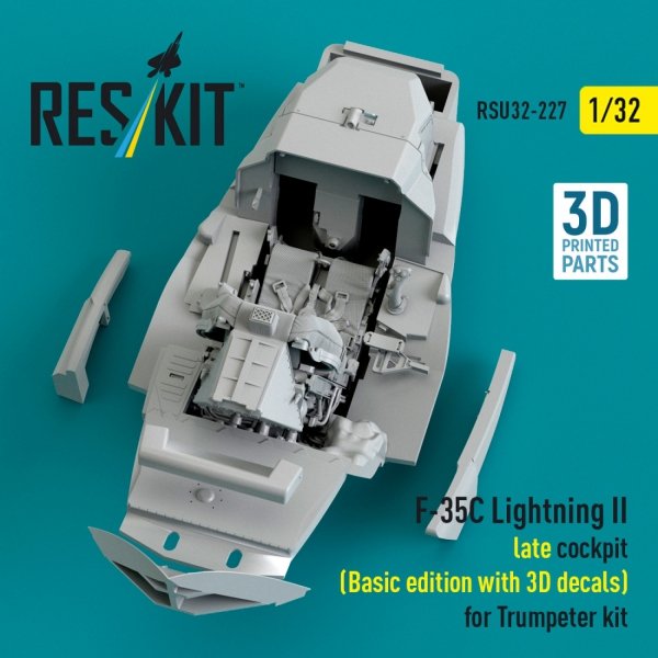 RESKIT RSU32-0227 F-35C Lightning II late cockpit (Basic edition with 3D decals) for Trumpeter kit (3D Printed) (1/32)