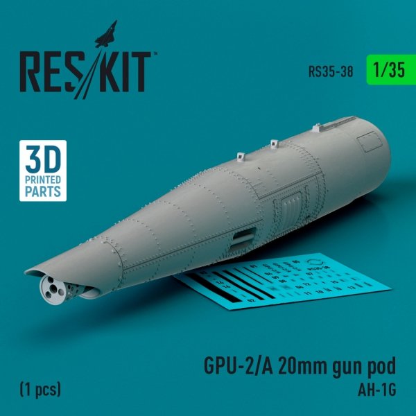 RESKIT RS35-0038 GPU-2/A 20mm gun pod for AH-1G (1 pcs) (3D Printed) 1/35