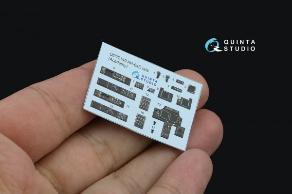 Quinta Studio QD72149 AH-64D late/AH-64E 3D-Printed coloured Interior on decal paper (Academy) 1/72