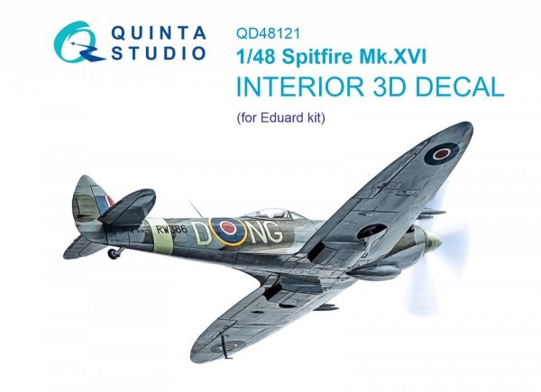 Quinta Studio QD48121 Spitfire Mk.XVI 3D-Printed &amp; coloured Interior on decal paper (Eduard) 1/48