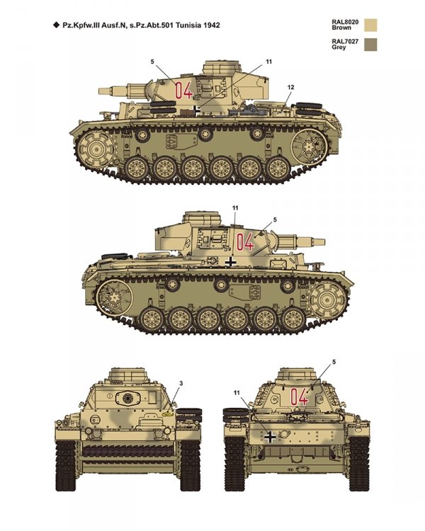 Academy 13567 German Panzer III Ausf. N "Afrika Korps" Medium Tank 1/35 