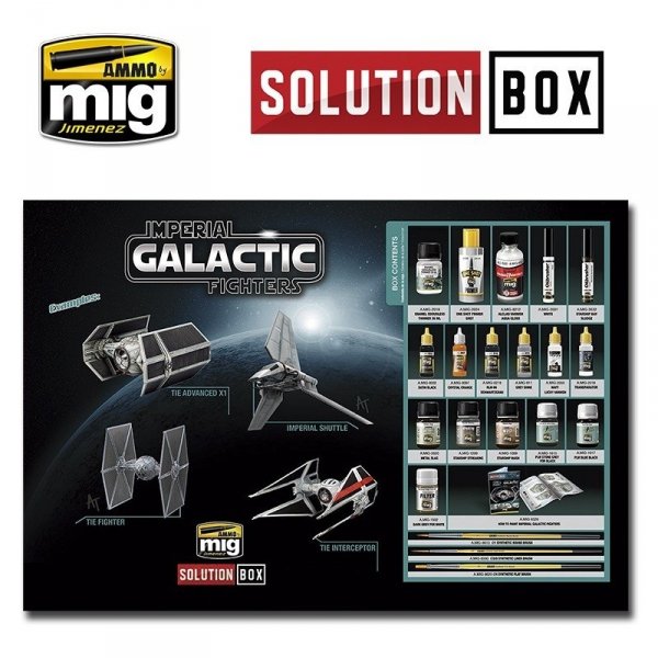 AMMO of Mig Jimenez 7720 HOW TO PAINT IMPERIAL GALACTIC FIGHTERS SOLUTION BOX