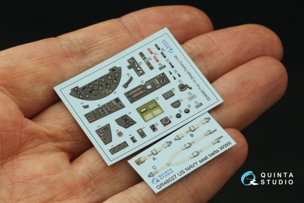 Quinta Studio QD48367 F4U-1A 3D-Printed &amp; coloured Interior on decal paper (Magic Factory) 1/48