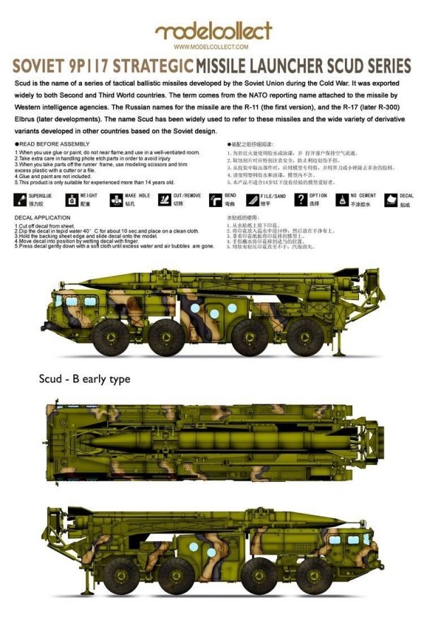 Modelcollect UA72185 Soviet 9P117 Strategic missile launcher (SCUD C) 1/72