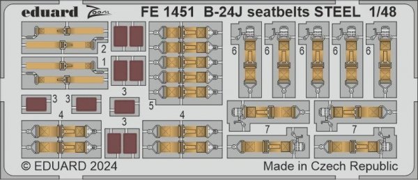 Eduard FE1451 B-24J seatbelts STEEL HOBBY BOSS 1/48