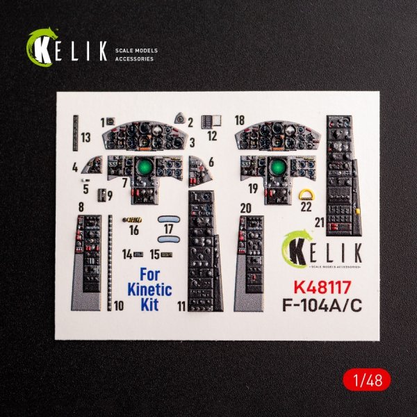 KELIK K48117 F-104 A/C - interior 3D decals for Kinetic kit 1/48