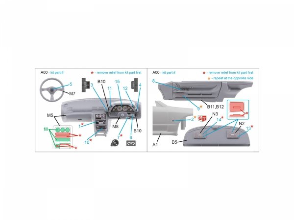 Quinta Studio QD24017 Nissan Skyline GT-R R32 3D-Printed coloured Interior on decal paper (Hasegawa) 1/24