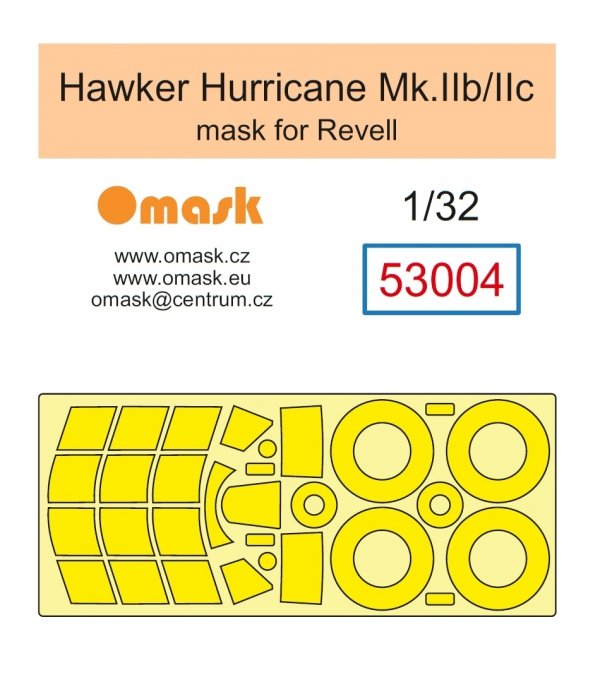 Omask 53004 Hawker Hurricane Mk.IIb/IIc Masks (for Revell) yellow masking tape 1/32