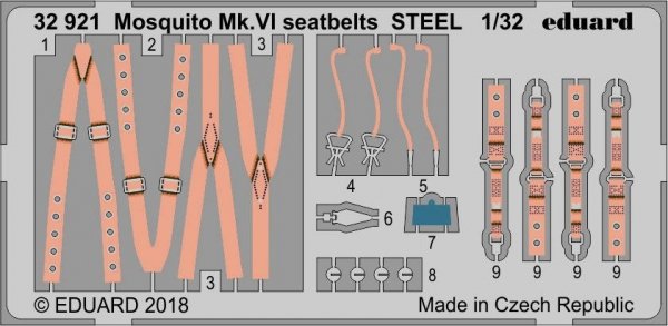 Eduard 32921 Mosquito Mk. VI seatbelts STEEL TAMIYA 1/32