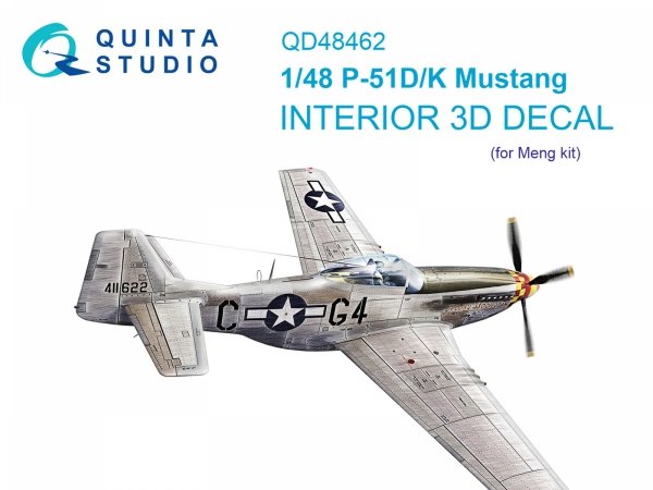 Quinta Studio QD48462 P-51D/K 3D-Printed coloured Interior on decal paper (Meng) 1/48