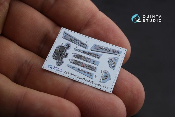 Quinta Studio QD72011 Su-27SM 3D-Printed &amp; coloured Interior on decal paper (for Zvezda kit) 1/72