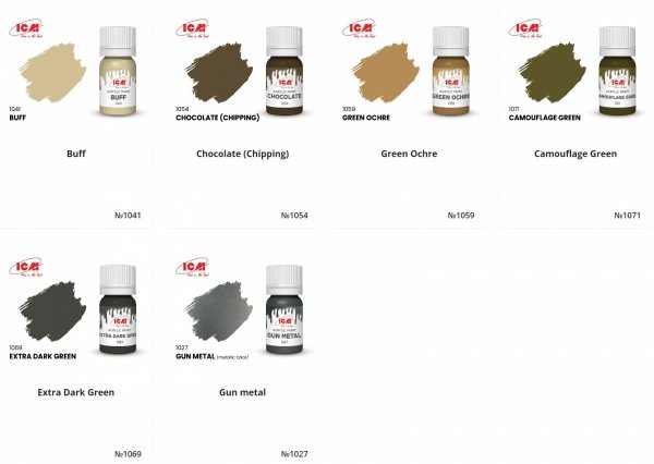 ICM 3099 Acrylic Paints Set for WWII British Armored Vehicles 6x12ml