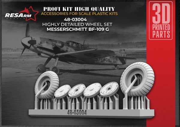 RESArm 48-03004 BF 109 G - Wheels under load (3D resin printing) 1/48