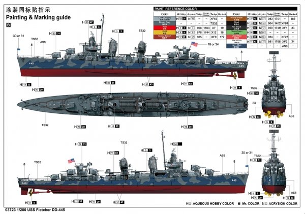 Trumpeter 03723 USS Fletcher DD-445 1/200 