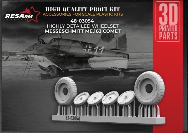 RESArm 48-03054 ME 163 VAR 2 - Wheels under load (3D resin printing) 1/48