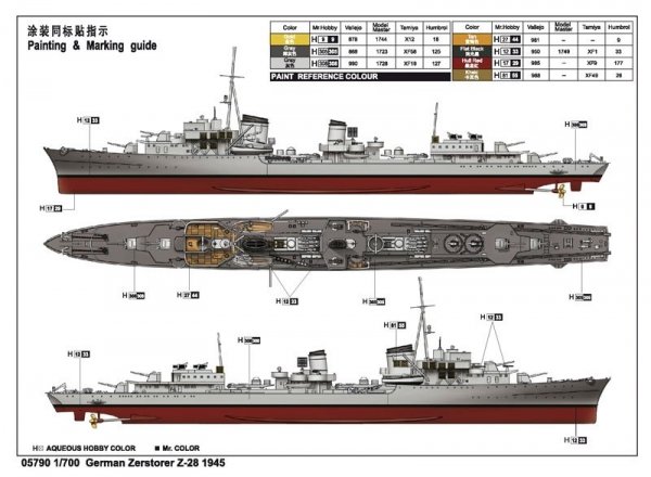 Trumpeter 05790 German Zerstorer Z-28 (1945) 1:700