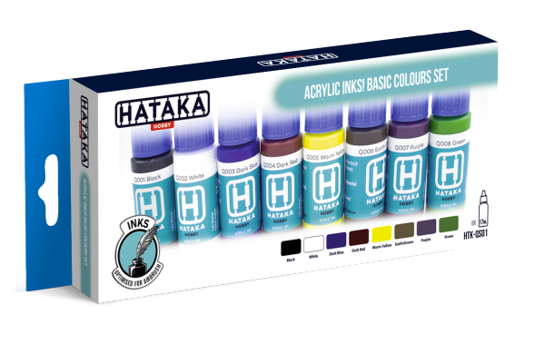 Hataka HTK-QS01 Acrylic Ink Basic Colours Set (8 pcs) 8x17ml