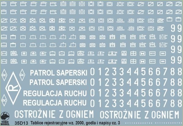 Toro 35D13 Tablice Rejestracyjne Wz.2000, godła i napisy cz. 3 1/35