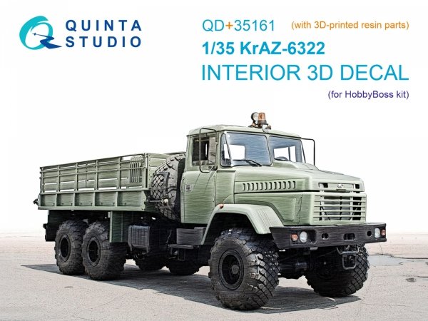 Quinta Studio QD+35161 KrAZ-6322 3D-Printed &amp; coloured Interior on decal paper (HobbyBoss) (with 3D-printed resin parts) 1/35