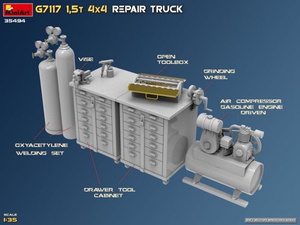 MiniArt 35494 G7117 1,5T 4x4 Repair Truck 1/35