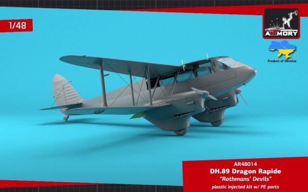 Armory Models 48014 DH.89 Dragon Rapide, Short-Haul Airliner / Multipurpose Aircraft, “Rothmans' Devils” liveries 1/48