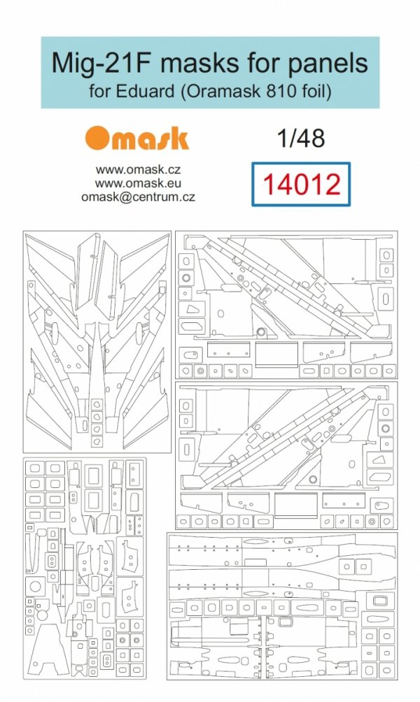 Omask 14012 Mig-21 F Masks for Panels (for Eduard) 1/48