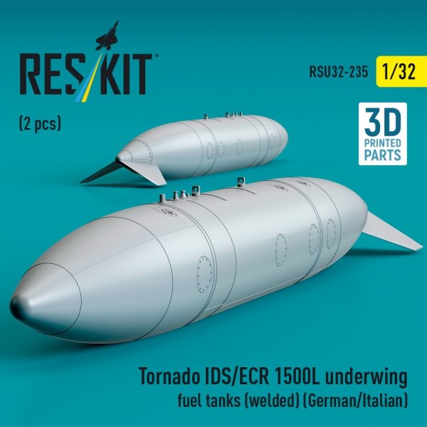 RESKIT RSU32-0235 Tornado IDS/ECR 1500L underwing fuel tanks (welded) (German AF / Italian AF) (2 pcs) (3D Printed) (1/32)