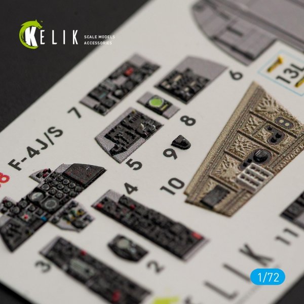 KELIK K72038 F-4J/S &quot;PHANTOM II&quot; INTERIOR 3D DECALS FOR HASEGAWA KIT 1/72