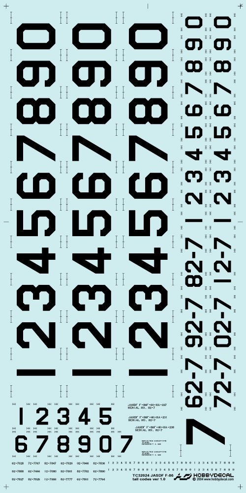 HobbyDecal TC32024V1 JASDF F-86 Tail Codes ver 1 1/32