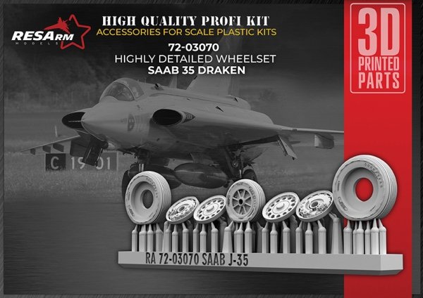 RESArm 72-03070 SAAB J-35 - Wheels under load (3D resin printing) 1/72