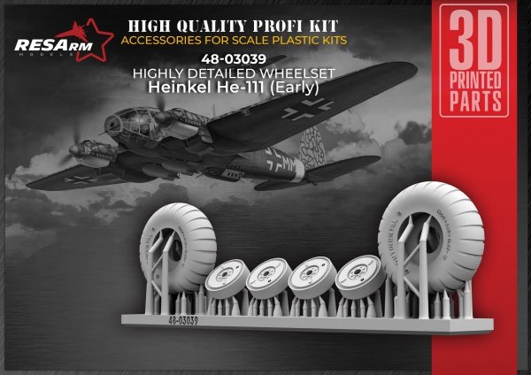 RESArm 48-03039 HE 111 EARLY - Wheels under load (3D resin printing) 1/48