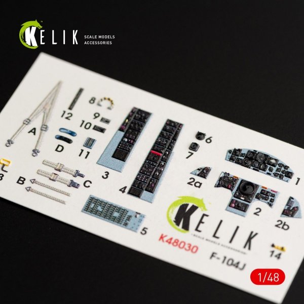 KELIK K48030 F-104J &quot;STARFIGHTER&quot; INTERIOR 3D DECALS FOR KINETIC KIT 1/48