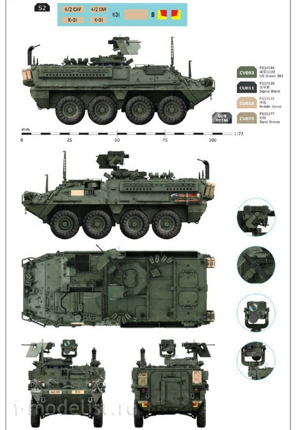 Border Model TK-7015 Stryker M1127 RV with Rear M240B and HF Antenna 1/72