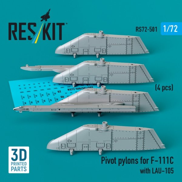 RESKIT RS72-0501 Pivot pylons for F-111C with LAU-105 (4 pcs) (1/72)