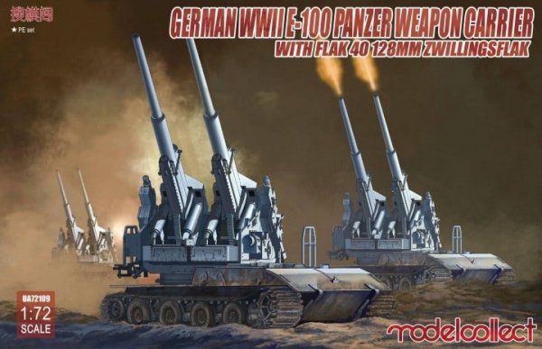 Modelcollect UA72109 German WWII E-100 Panzer Weapon Carrier with Flak 40 128mm Zwillingsflak 1/72