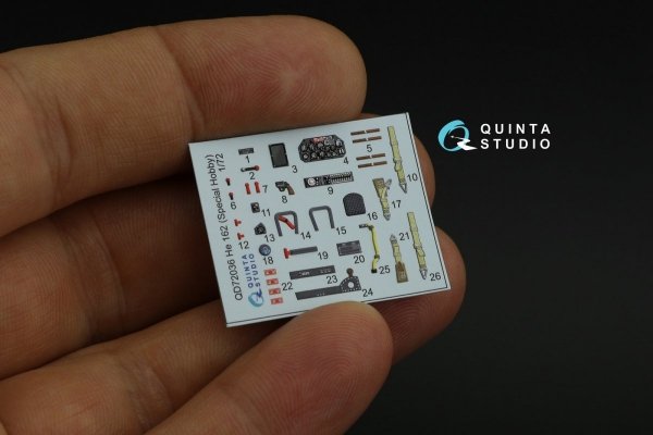 Quinta Studio QD72036 He 162 3D-Printed &amp; coloured Interior on decal paper (Special Hobby) 1/72
