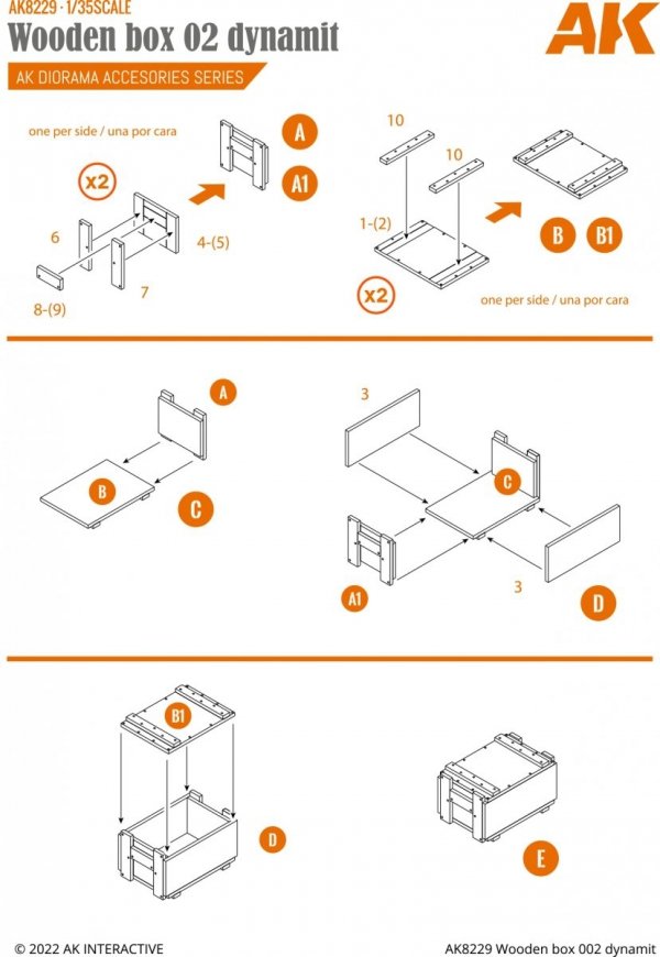 AK Interactive AK8229 LASER CUT WOODEN BOX 002 DYNAMIT (8 UNITS) 1/35