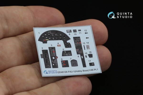 Quinta Studio QD48126 F4U-1 Corsair (Birdcage) 3D-Printed &amp; coloured Interior on decal paper (Hobby Boss) 1/48