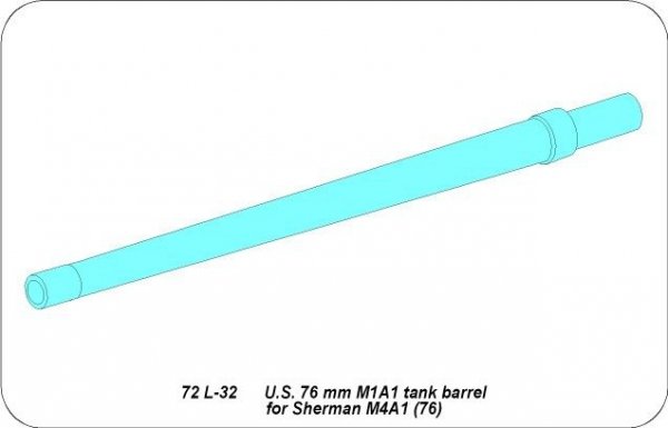 Aber 72L-32 Lufa 76mm do czołgu Sherman M4A1 (76) / U.S. 76 mm M1A1 tank barrel for Sherman M4A1 (76) 1/72