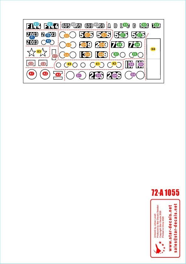 Star Decals 72-A1055 Vietnam # 5. NVA North Vietnamese Tanks and AFVs markings. 1/72